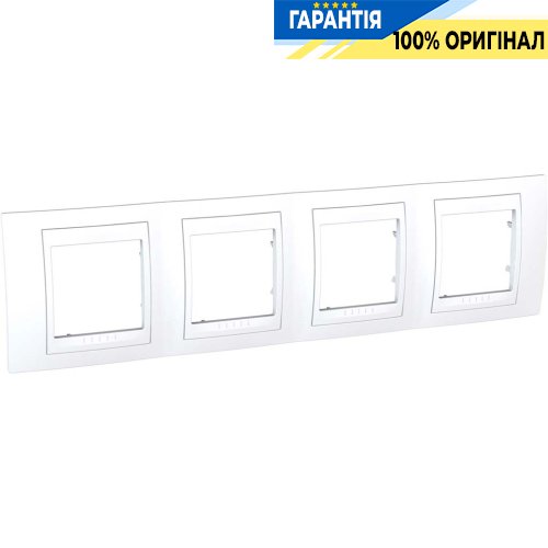 Рамка 4-а Schneider Electric Unica «Plus» MGU6.008.18, колір "Білий / Білий"