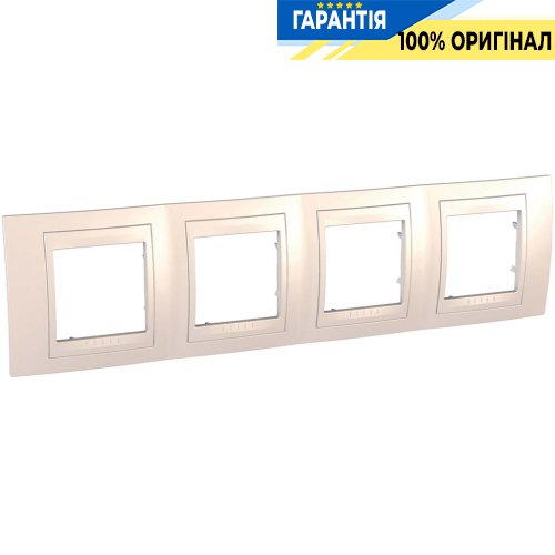 Рамка 4-я Schneider Electric MGU6.008.25 Unica «Plus», цвет Слоновая кость / Слоновая кость