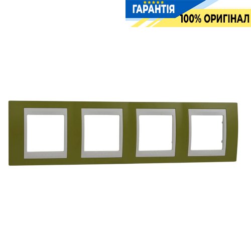Рамка 4-а Schneider Electric MGU6.008.566 Unica «Plus», колір "Слонова кістка / Фісташковий"