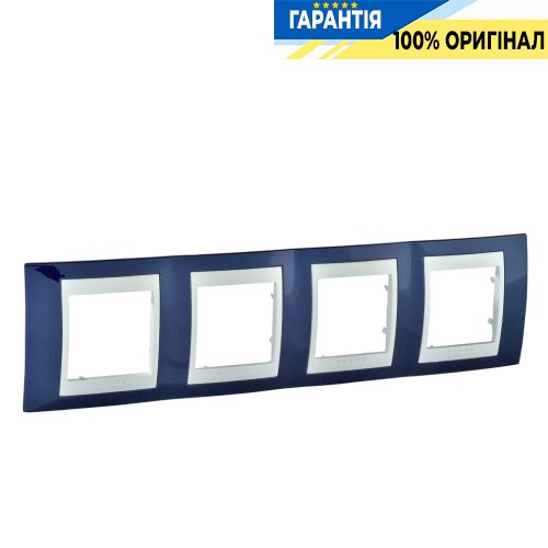 Рамка 4-а Schneider Electric MGU6.008.842 Unica «Plus», колір "Білий/Індиго"