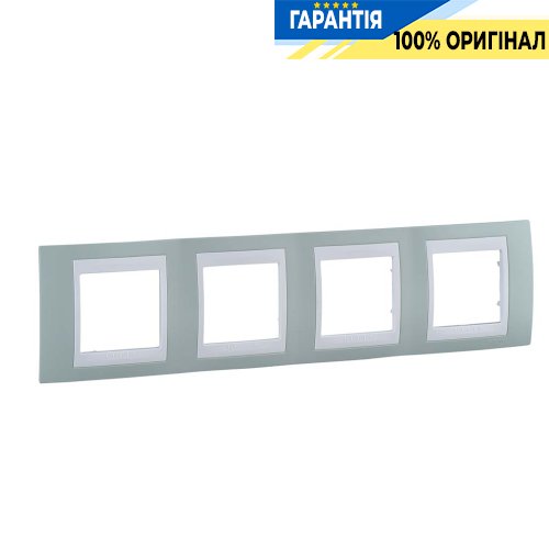 Рамка 4-я Schneider Electric MGU6.008.870 Unica «Plus», цвет Белый / Морская волна