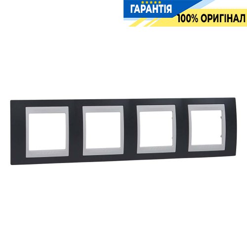 Рамка 4-а Schneider Electric MGU6.004.877 Unica «Plus», колір "Білий/Сіро-зелений"
