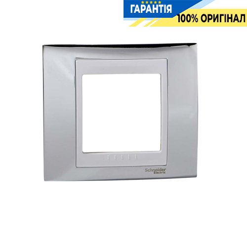 Рамка 1-я Unica Top глянцевый хром/белый Schneider Electric MGU66.002.810
