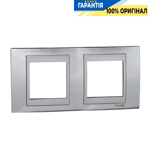 Рамка 2-а Unica Top горизонтальна, металева, "глянсовий хром/алюміній" Schneider Electric MGU66.004.010