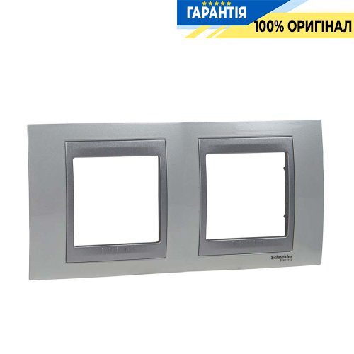 Рамка 2-а Unica Top металева, горизонтальна "білий/алюміній" Schneider Electric MGU66.004.092