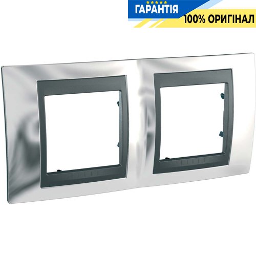 Рамка 2-а Unica Top "глянсовий хром/графіт" Schneider Electric MGU66.004.210