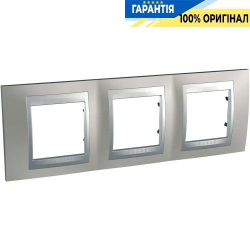 Рамка 3-а Unica Top горизонтальна, металева, "матовий нікель/алюміній" Schneider Electric MGU66.006.039