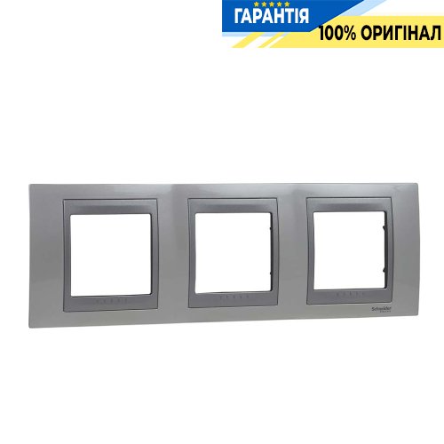 Рамка 3-а Unica Top металева, горизонтальна "білий/алюміній" Schneider Electric MGU66.006.092
