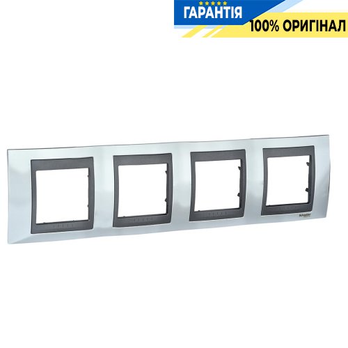 Рамка 4-а Unica Top "глянсовий хром/графіт" Schneider Electric MGU66.008.210