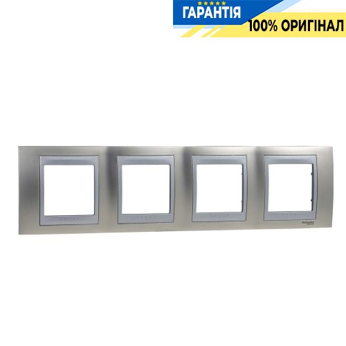 Рамка 4-а Unica Top горизонтальна, металева, "Матовий нікель/алюміній" Schneider Electric MGU66.008.039