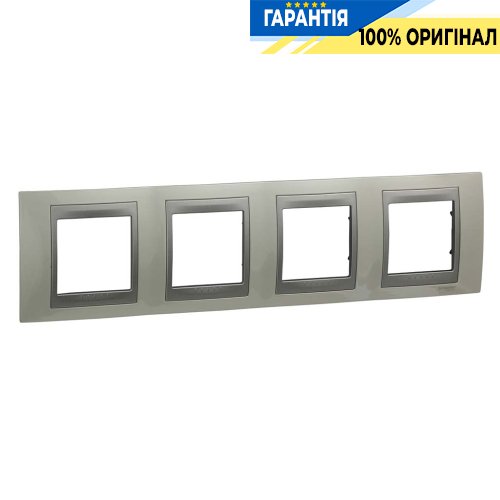 Рамка 4-а Unica Top металева, горизонтальна "Білий/алюміній" Schneider Electric MGU66.008.092
