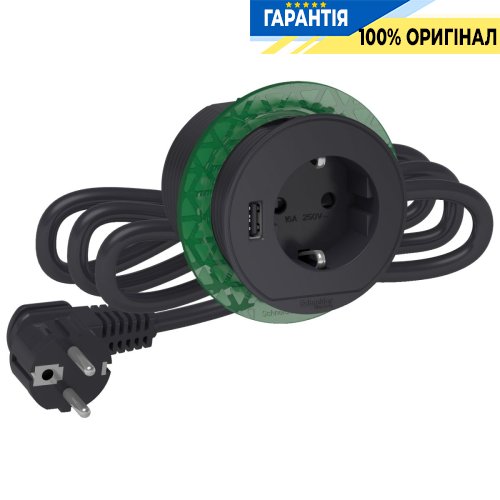 Блок розеток (2К+З)+USB тип А , Schneider Electric INS44005, антрацит