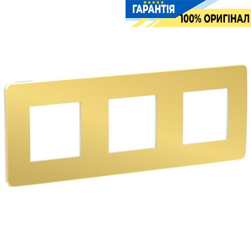 Рамка 3-а, Schneider Electric Unica New Studio Metal NU280659, Золото/Білий