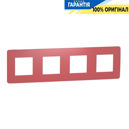 Рамка 4-а, Schneider Electric Unica New Studio Color NU280813, Червоний/Білий