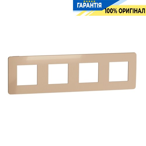 Рамка 4-а, Schneider Electric Unica New Studio Metal NU280857, Мідь/Білий