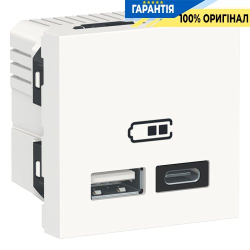 Подвійна USB розетка A + C, Schneider Electric Unica New NU301818, Білий