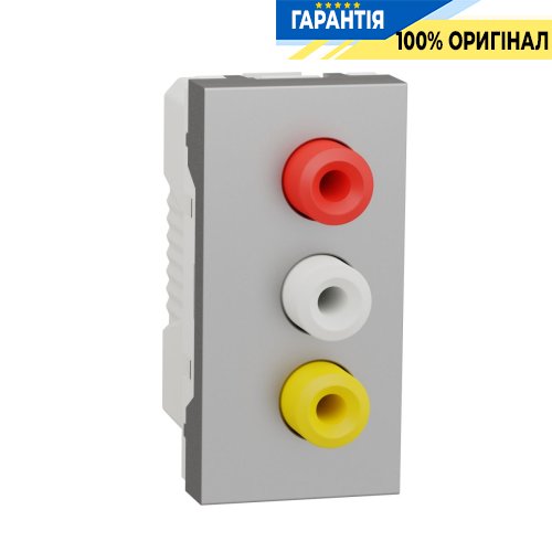 Розетка 3 RCA, 1 модуль, Schneider Electric Unica New NU343130, Алюміній