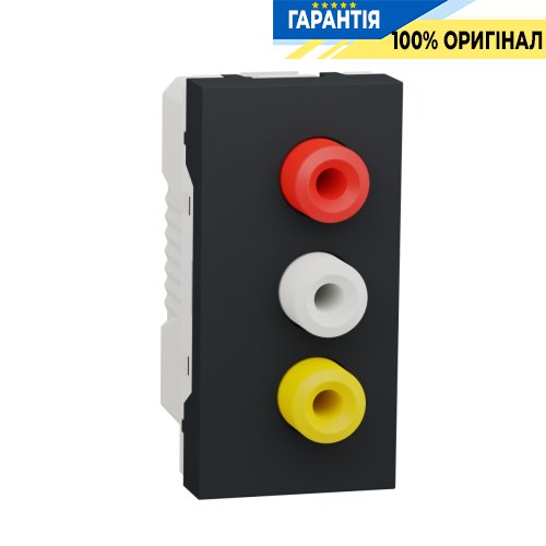 Розетка 3 RCA, 1 модуль Unica New, Schneider Electric NU343154, антрацит