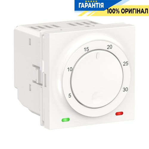 Термостат электронный, 8А, встроенный термодатчик, Unica New Schneider Electric NU350118 белый