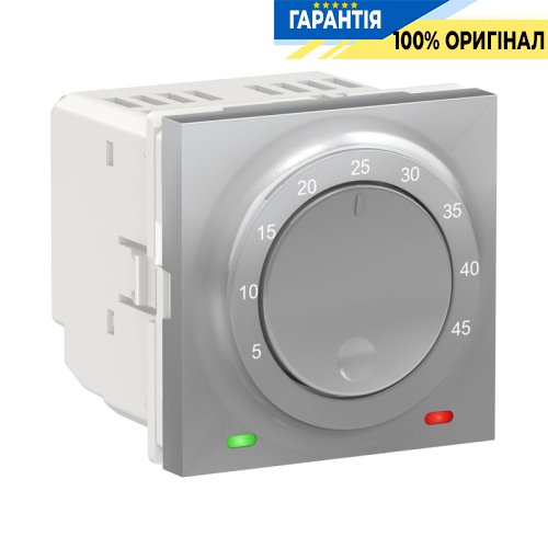 Термостат теплого пола, 10А, выносной термодатчик, Unica New Schneider Electric NU350330 алюминий