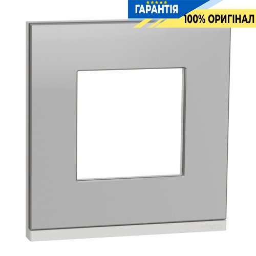 Рамка 1-а Schneider Electric Unica Pure NU600280, горизонтальна, Алюміній матовий/Білий
