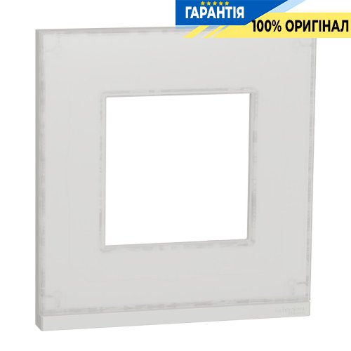 Рамка 1-а Schneider Electric Unica Pure NU600285, горизонтальна, Біле скло/Білий
