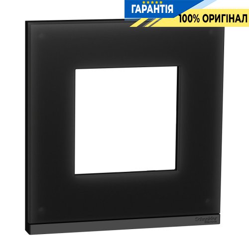 Рамка 1-постовая Schneider Electric Unica Pure NU600286, горизонтальная, черное стекло/антрацит