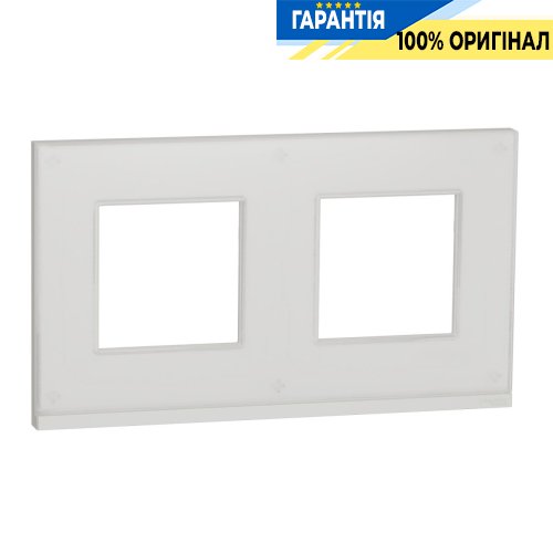 Рамка 2-постовая Schneider Electric Unica Pure NU600485, горизонтальная, белое стекло/белый
