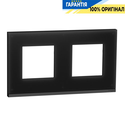 Рамка 2-а Schneider Electric Unica Pure NU600486, горизонтальна, Чорне скло/Антрацит