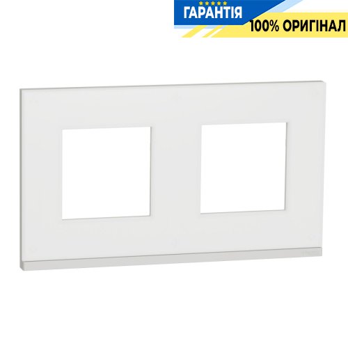 Рамка 2-а Schneider Electric Unica Pure NU600489, горизонтальна, Матове скло/Білий