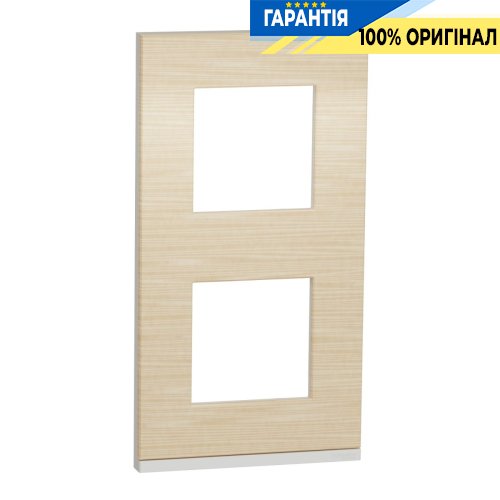 Рамка 2-а Schneider Electric Unica Pure NU6004V83, вертикальна, Клен/Білий