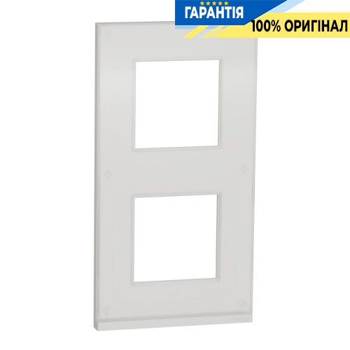 Рамка 2-постовая Schneider Electric Unica Pure NU6004V85, вертикальная, белое стекло/белый