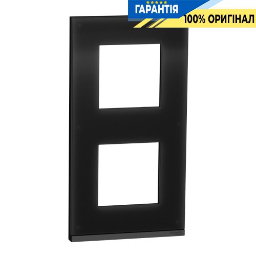 Рамка 2-постовая Schneider Electric Unica Pure NU6004V86, вертикальная, черное стекло/антрацит