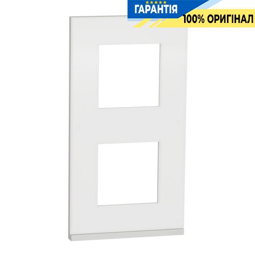 Рамка 2-постовая Schneider Electric Unica Pure NU6004V89, вертикальная, матовое стекло/белый