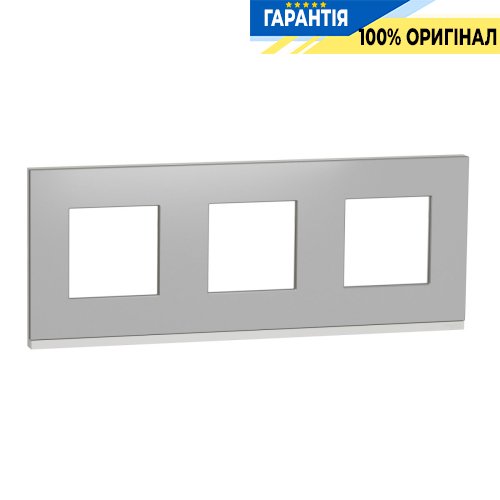 Рамка 3-а Schneider Electric Unica Pure NU600680, горизонтальна, Алюміній матовий/Білий