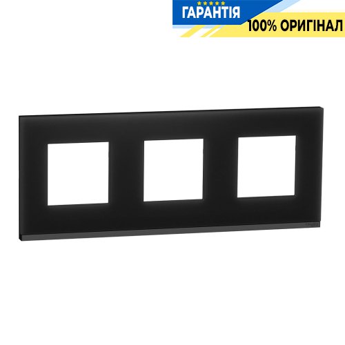 Рамка 3-постовая Schneider Electric Unica Pure NU600686, горизонтальная, черное стекло/антрацит