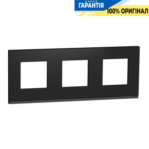 Рамка 3-а Schneider Electric Unica Pure NU600687, горизонтальна, Камінь/Антрацит