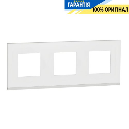 Рамка 3-а Schneider Electric Unica Pure NU600689, горизонтальна, Матове скло / Білий