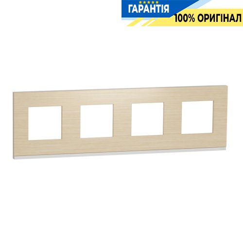 Рамка 4-а Schneider Electric Unica Pure NU600883, горизонтальна, Клен/Білий