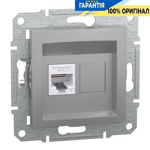 Розетка компьютерная 1-я RJ45 кат.6/UTP«Asfora», (цвет алюминий) Schneider Electric EPH4700161