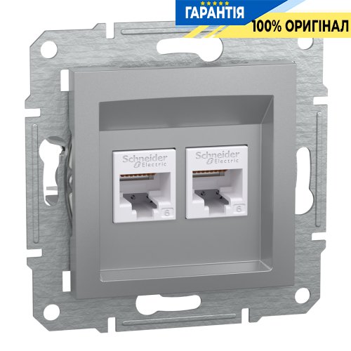 Розетка компьютерная 2-я RJ45 кат.6/UTP«Asfora», (цвет алюминий) Schneider Electric EPH4800161