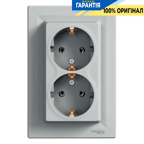 Розетка 2-я с заземлением «Asfora», (цвет алюминий) Schneider Electric EPH9900161