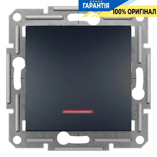Выключатель 1-кл. самозажимной с подсветкой «Asfora», (цвет антрацит) Schneider Electric EPH1400171