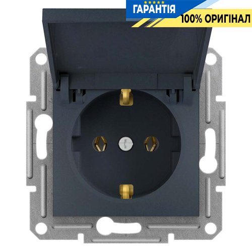 Розетка с заземлением и с крышкой «Asfora», (цвет антрацит) Schneider Electric EPH3100171