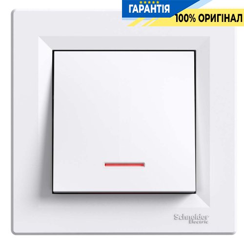 Вимикач 1-кл. самозатискний з підсвічуванням «Asfora», (білий) Schneider Electric EPH1400121