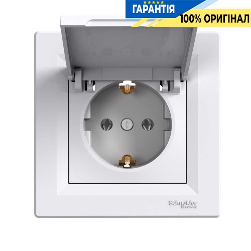 Розетка з кришкою з заземлюючим контактом Asfora, (білий) Schneider Electric EPH3100121