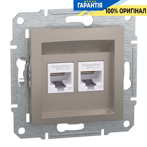 Розетка компьютерная 2-я RJ45 кат.6/UTP«Asfora», (цвет бронза) Schneider Electric EPH4800169