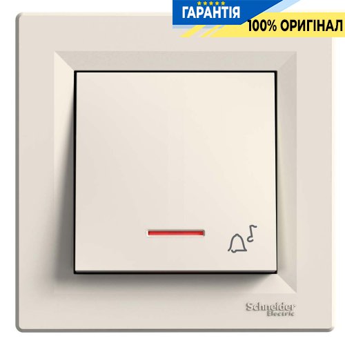 Кнопочный выключатель самозажимной 1-кл. «Звонок» с подсв. самозаж.клеммы «Asfora», (цвет крем) Schneider Electric EPH1700123