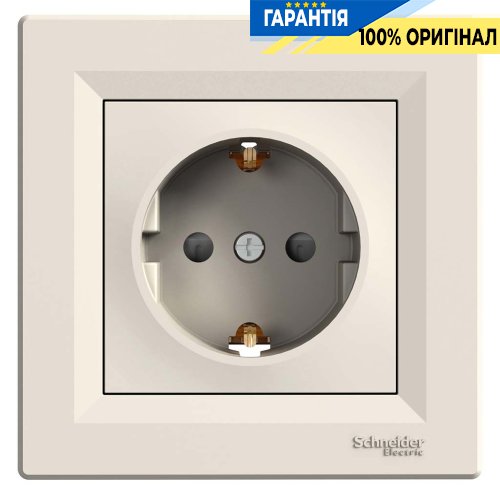 Розетка з заземлюючим контактом з зах. шторками Asfora, (крем) Schneider Electric EPH2900223