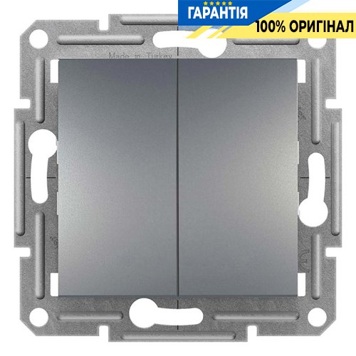 Переключатель самозажимной 2-клавишный Asfora, (сталь) Schneider Electric EPH0600162